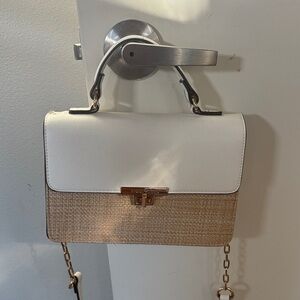 White and Tan Crossbody Bag